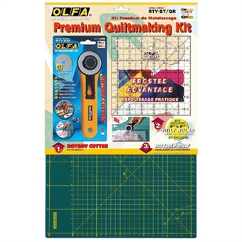 OLFA RTY-ST/QR-RC Startkit - Rullekniv RTY-2/G, Skjæremåtte RM-IC-C 47x32 mm, Linjal QR-6S