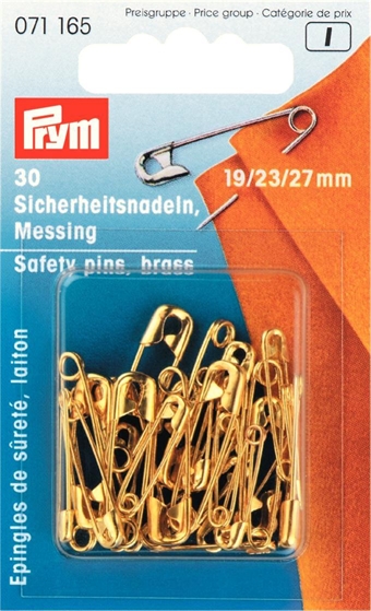 PRYM - Sækerhetsnålar 3 Olika storlekar 19, 23 og 27 mm. Innehåller 30 stycken