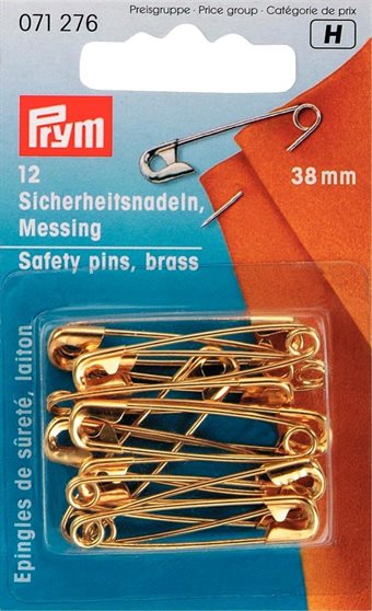 PRYM - Sækerhetsnålar 38 mm, 12 st Guld
