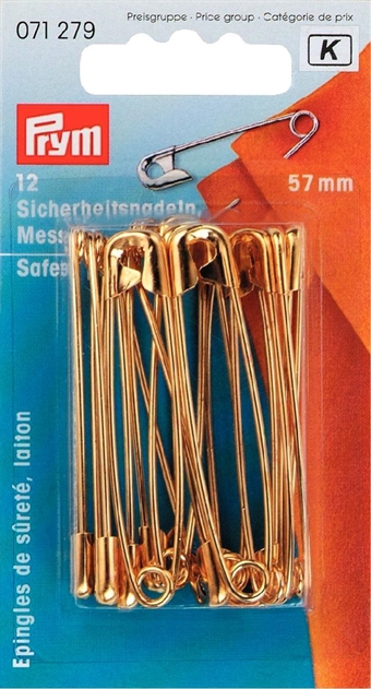 PRYM - Sækerhetsnålar 57 mm, 12 st GULD FÆRG