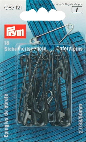PRYM - Sækerhetsnålar 27+38+50 mm, 18 st Svart
