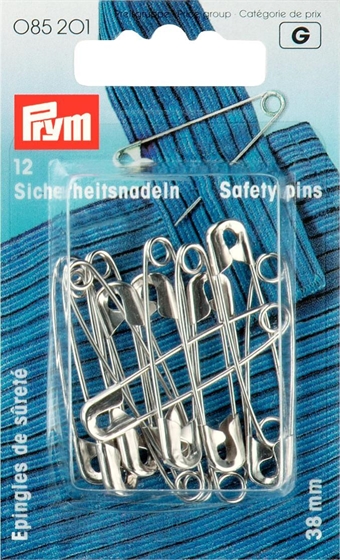 PRYM - Sækerhetsnålar 38 mm, 12 st Silver
