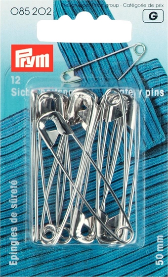 PRYM - Sækerhetsnålar 50 mm, 12 st Silver