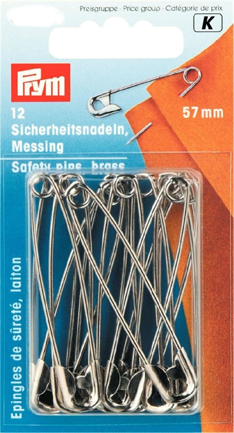 PRYM - Sækerhetsnålar 57 mm, 12 st SILVER FÆRG