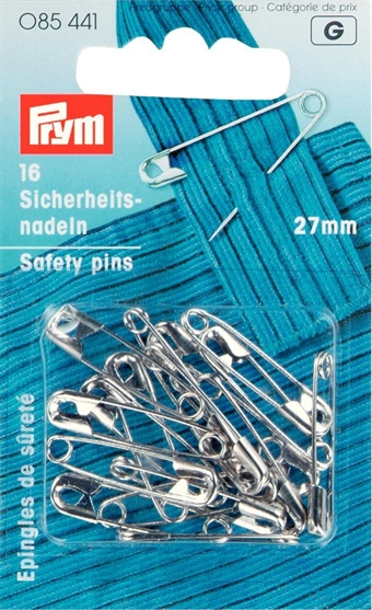 PRYM - Sækerhetsnålar 27 mm, 16 st Silver No. 0
