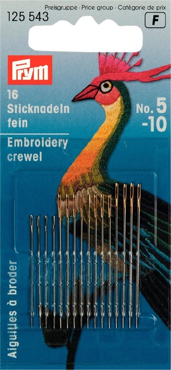 PRYM - Fina brodernålar guldfærg No.5-10 blanda 16 st
