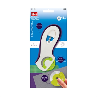 PRYM - Rullekniv 45 mm Ergonomiskt og mjukthandtag, lætt att byta kniv