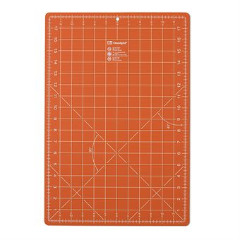 PRYM - OMNIGRID Skjæremåtte 30 x 45 cm x 2 mm, ORANGE, cm på framsidan og inch på baksidan