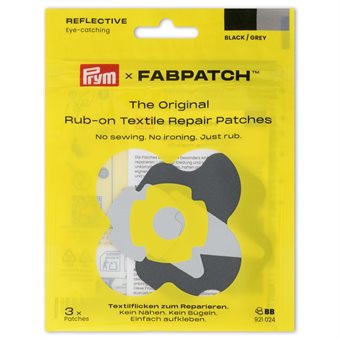 Prym Rub-on Patch REFLECTIVE Black/Grey 3 pc 7x7, 7,5x4, 3,5x3,5 cm