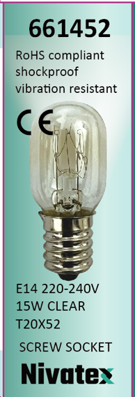 Nivatex Skruv lampe E154 20x52 15W KLAR