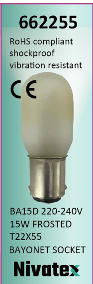 Nivatex bajonett lampe BA15d 22x55 15W FROSTED