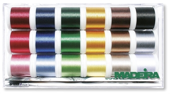 MADEIRA Brodyrtråd RAYON 9840, 18 spolar og færger 200M