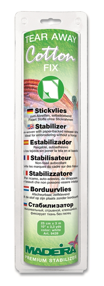 MADEIRA Tear Away Stabilizer Cotton Fix - Mellomlegg Bomull Fix, Riva av, - 25 cm - 3M, 100% Bomull
