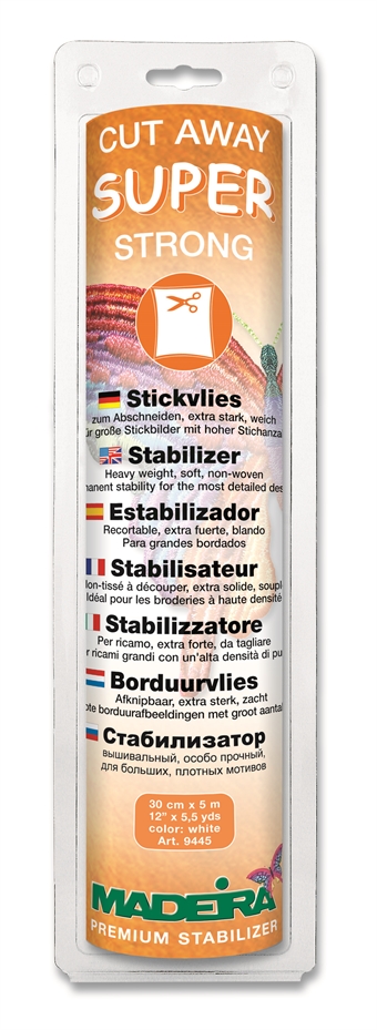 MADEIRA Cut Away Stabilizer Super Strong White - Mellomlegg Super Stark Klippa av, - VIT 30 cm - 5M, 100% Polyester