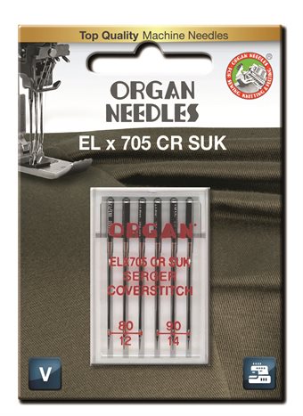 Organ Needle ELx705 Chromium SUK Jersey 80-90 6-pack