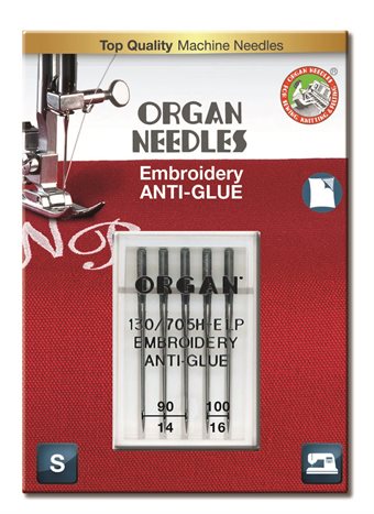 Organ Needle Broderi Anti-Glue 90-100 5-pack