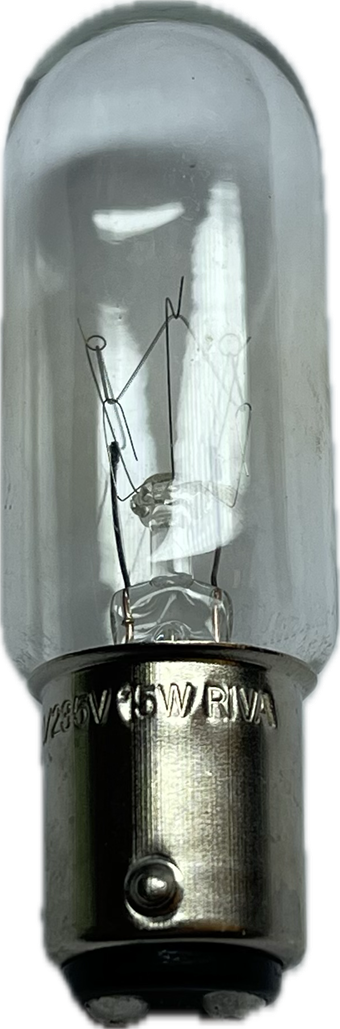 RIVA Lampe Bajonett 20x65 Ba15d 15W - OBS, DENNA LAMPAN ÆR 65 MM LÅNG, SPECIAL Lampe Til ELNA