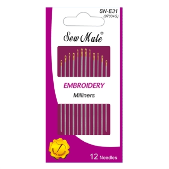Sew Mate Handsynål - Milliners Broderi GULD øga 2 x No3, No5, No7, No9, No10, No12