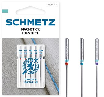 Schmetz topstitch nål 130/705 H-N VIS 80-100 5-pack 130N 2x80, 2x90, 1x100