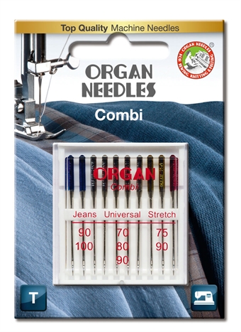 Organ Needle COMBI Boks 2xJeans, 5xUniversal, 3x stretch